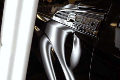 Ford F350 Super Duty truck dent at Dent Werks PDR in MN
